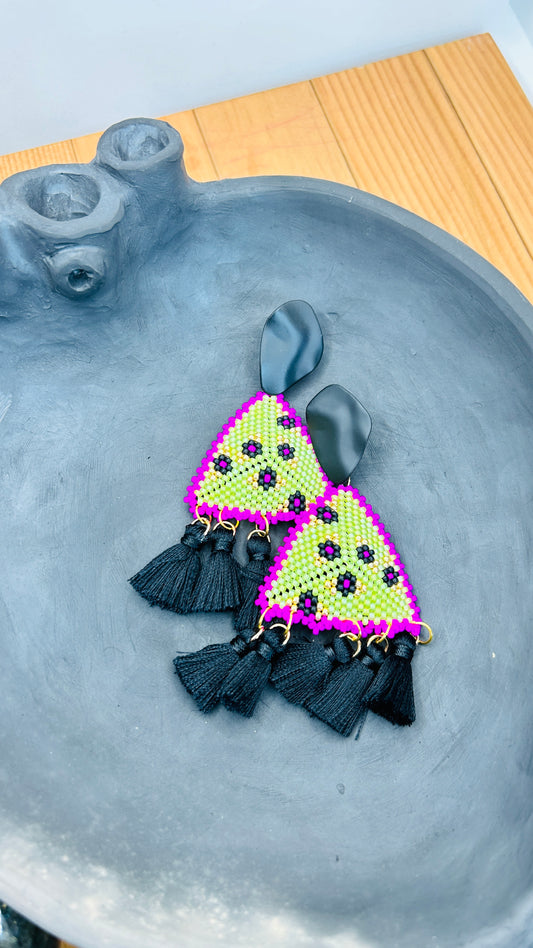 Serpentina Earrings Collection. Pink and Neon Green.