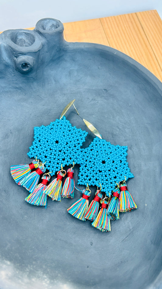 Azure Flower Beaded Earrings